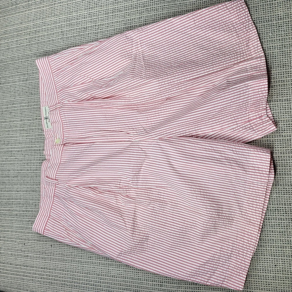 Fairway & Greene Shorts Mens‎ 40 Pink Seersucker Striped Bermuda Pleated Summer